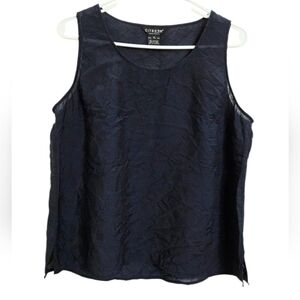 CITRON Santa Monica Sleeveless Tank Top Blouse Women's XL Navy Crinkled Shell
